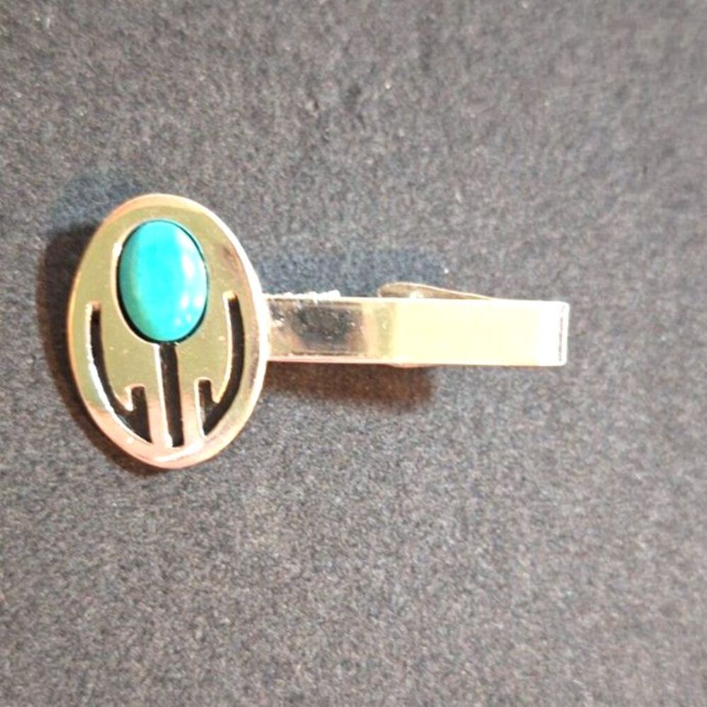 Sancrest R Vintage Southwestern Style Tie Clip Silver Tone